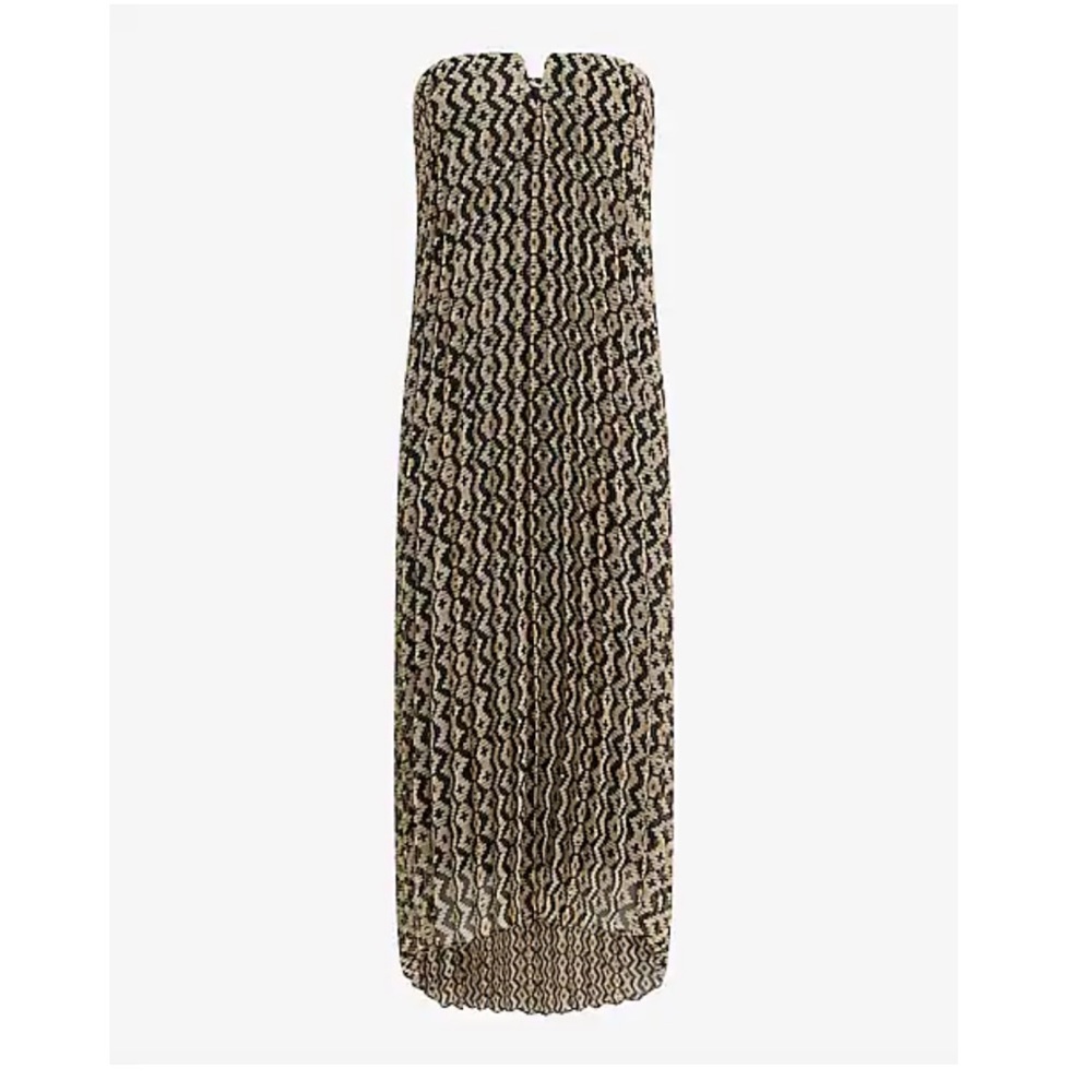 Express Printed Pleated Strapless V Wire Midi Dress Size Small